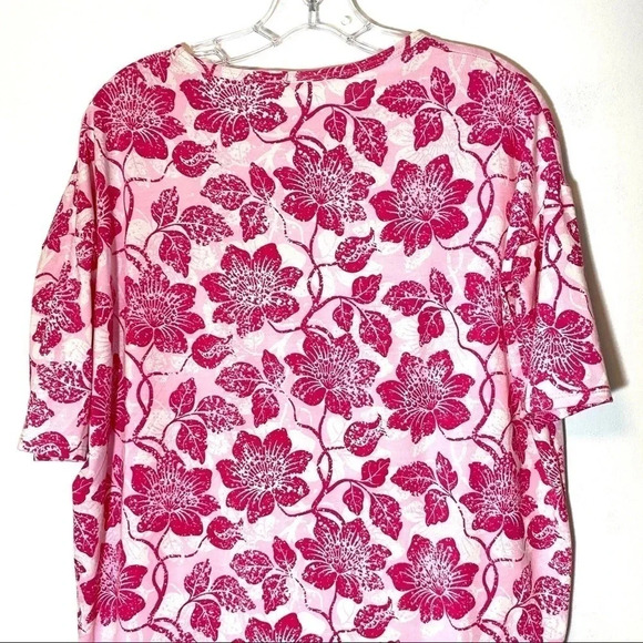 LuLaRoe Irma Pink  Polyester Spandex Tunic Shirt  Women's XXS Flowers - Picture 5 of 6